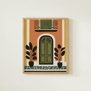 Old San Juan balcony door art print, Puerto Rico
