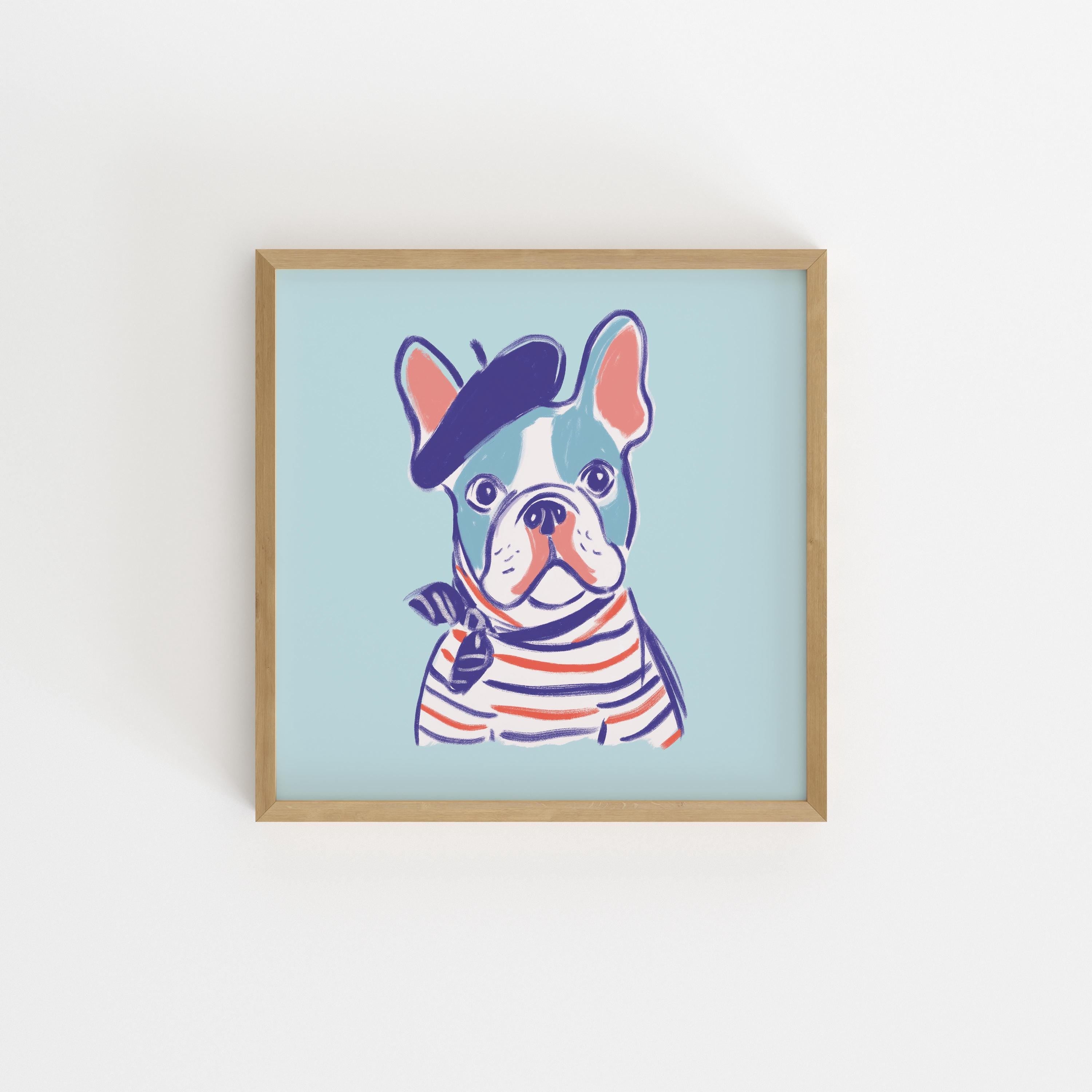 French Bulldog Beret Art Print