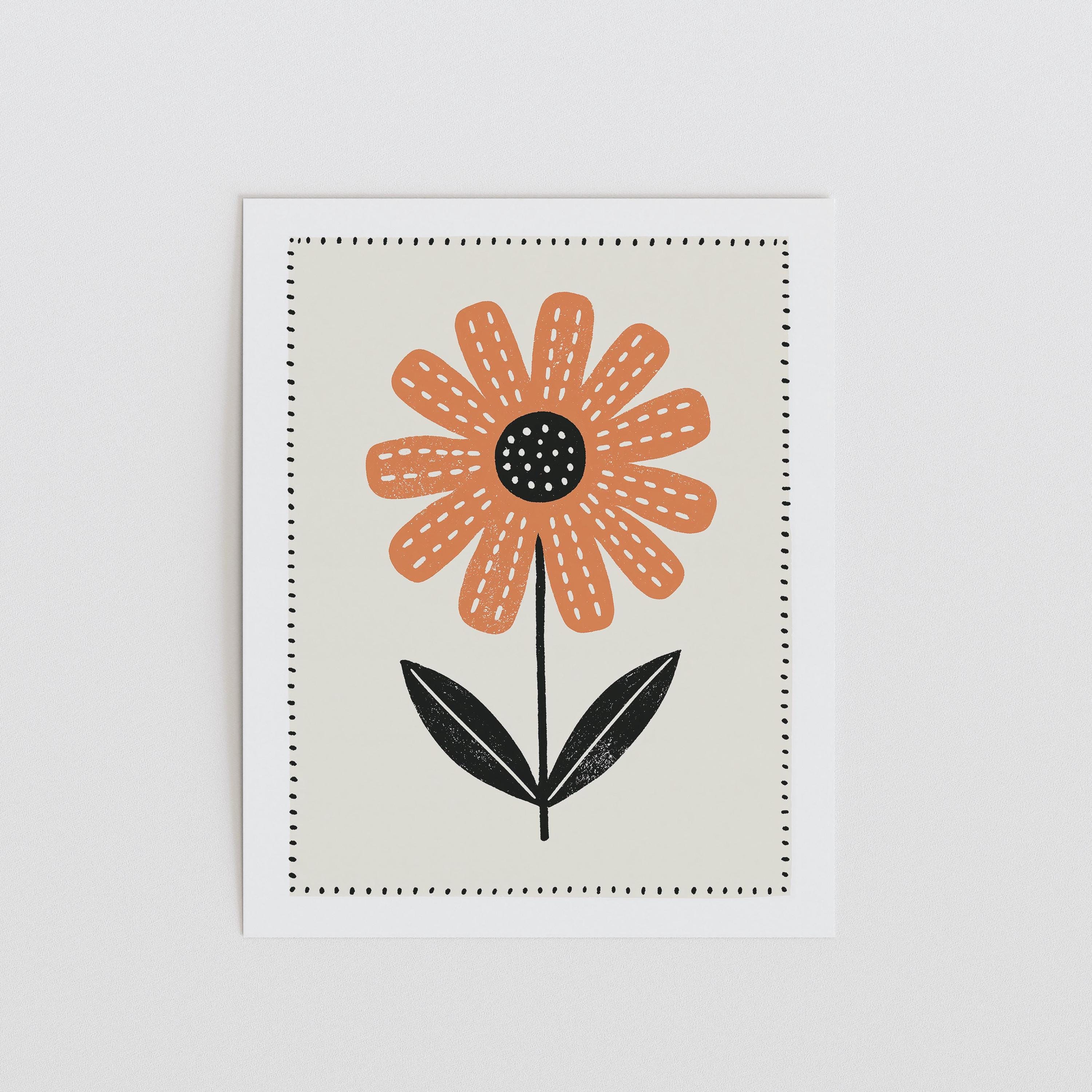 Orange Daisy Nursery Print