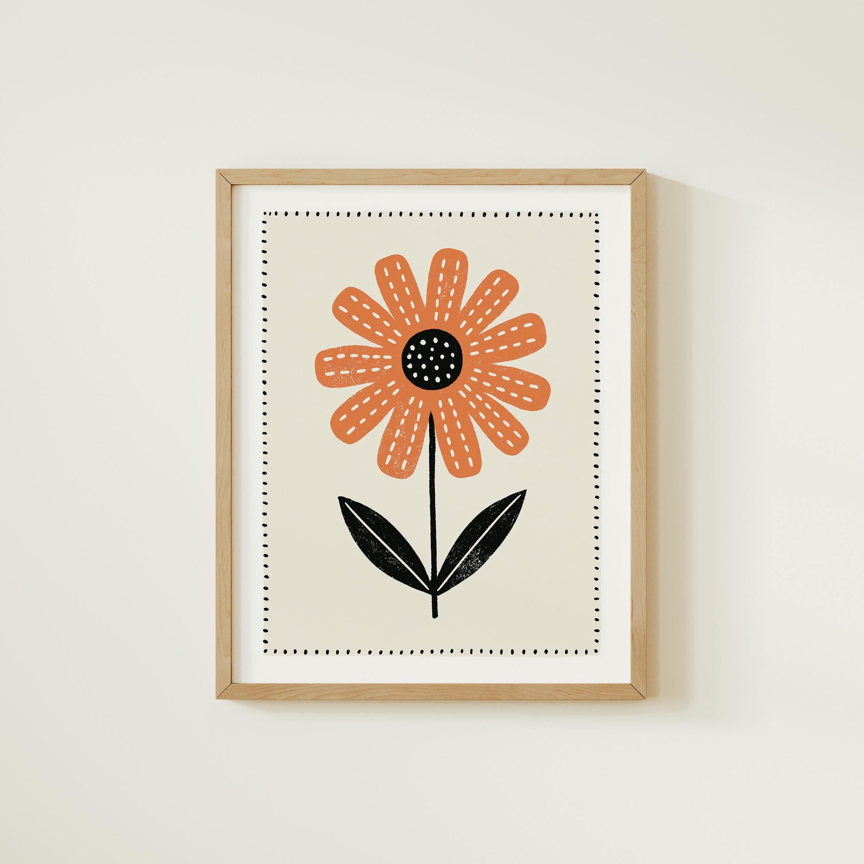 Orange Daisy Nursery Print