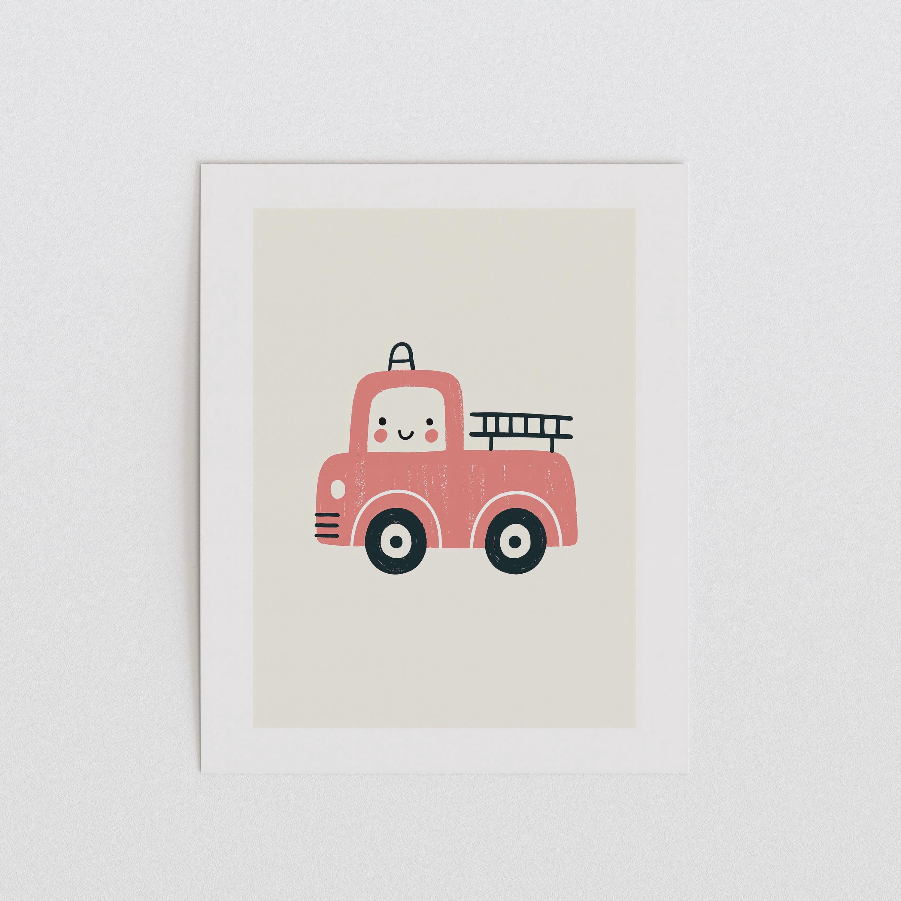 Red Fire Truck Nursery Print