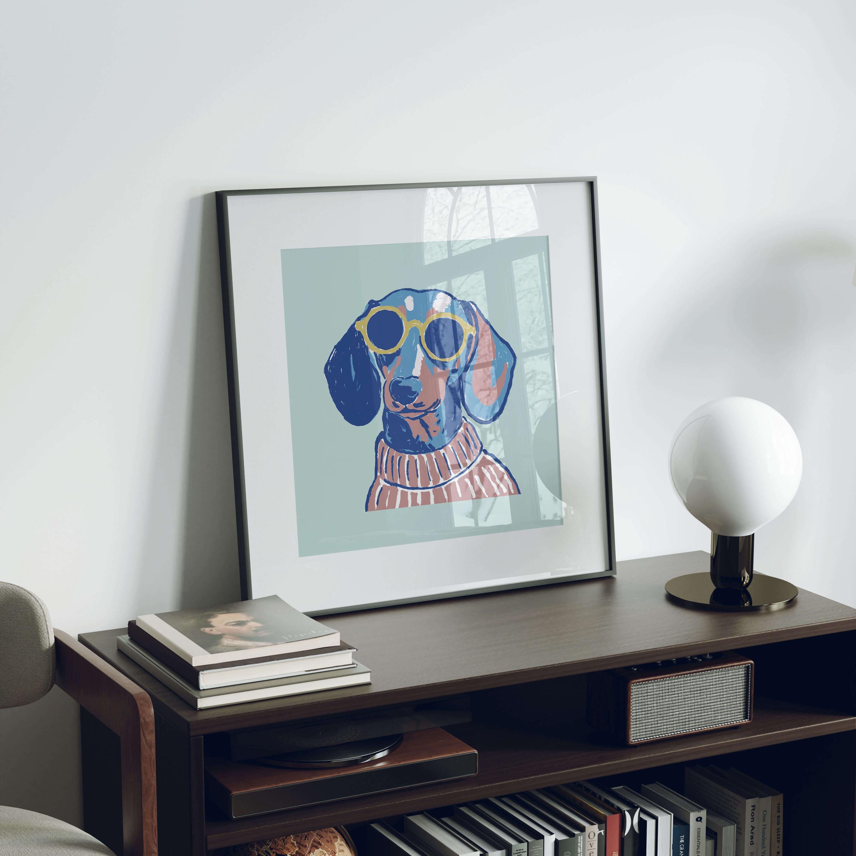 Dachshund Glasses Art Print