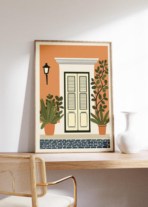 Old San Juan tropical door art print, Puerto Rico
