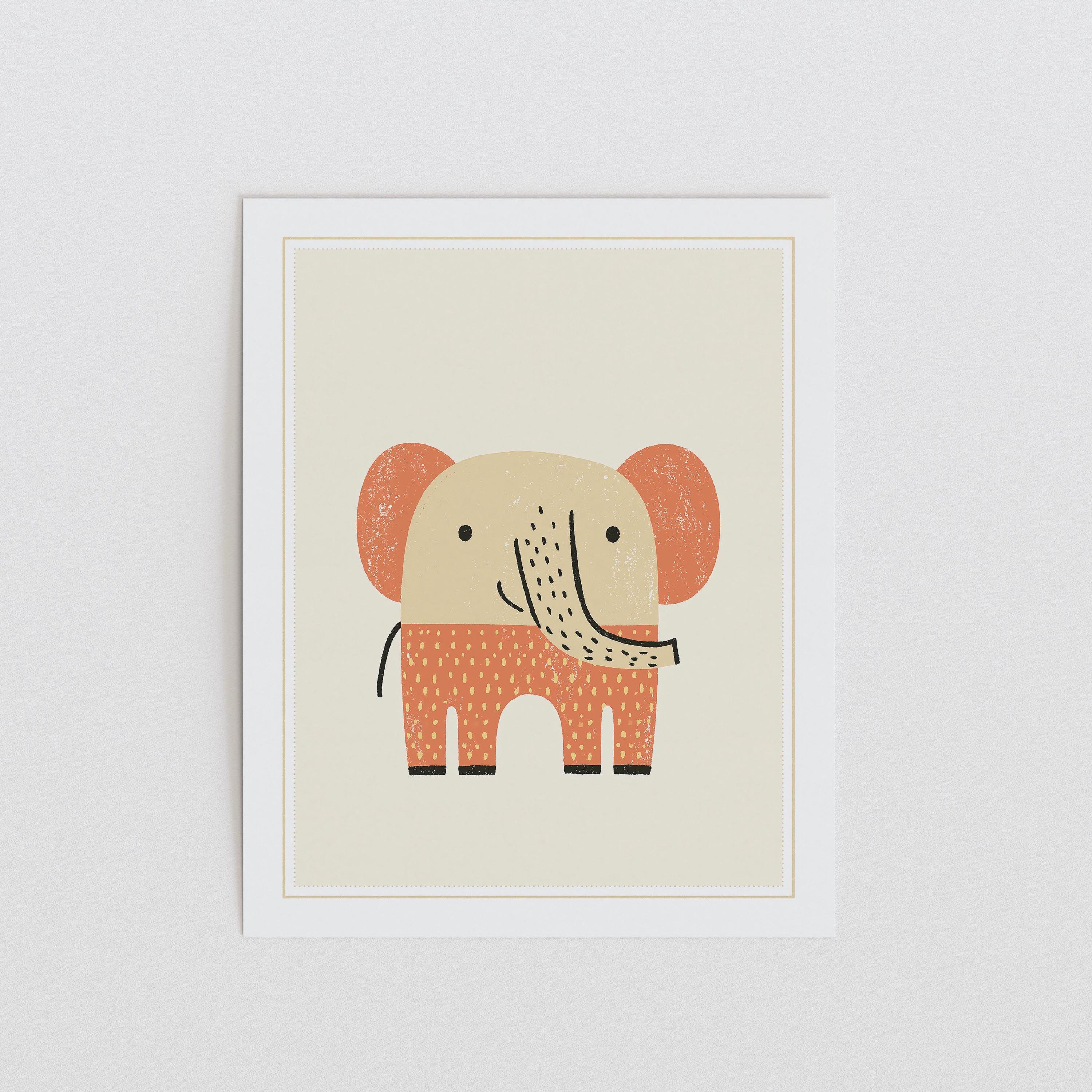 Terracotta Elephant Nursery Print