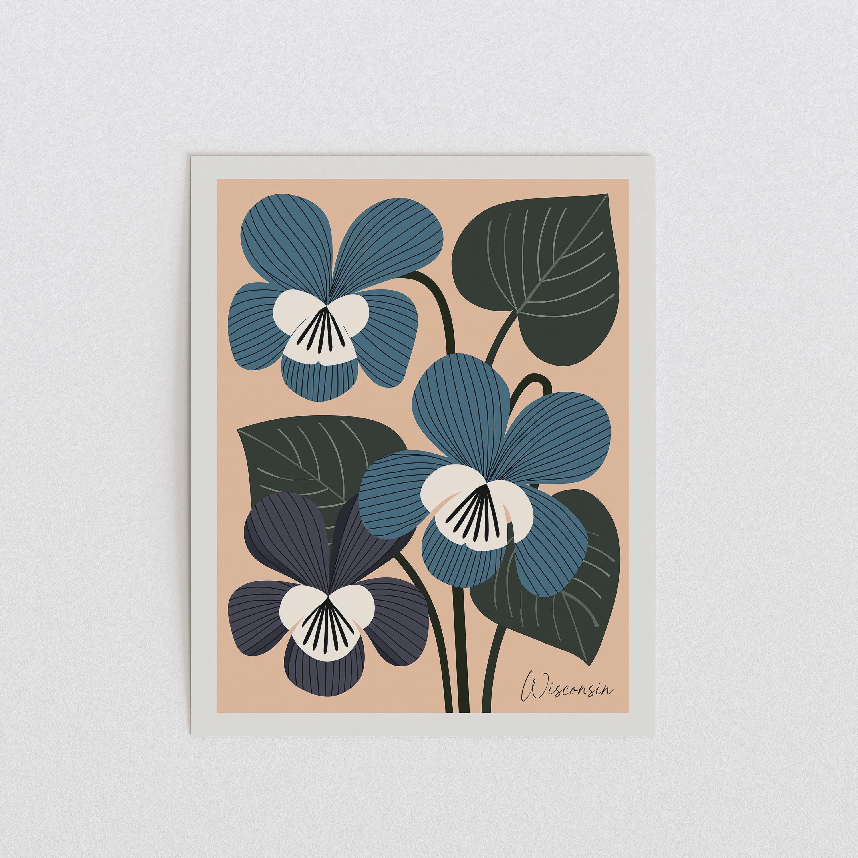 Wisconsin State Flower Art Print – Wood Violet