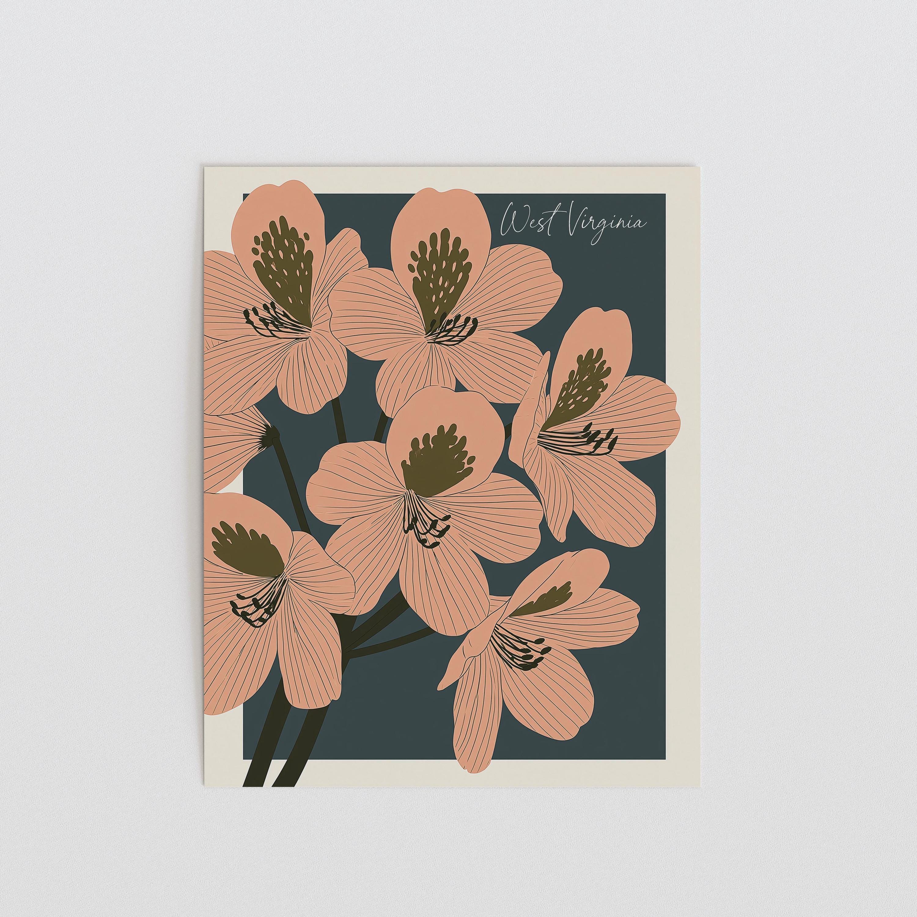West Virginia State Flower Art Print – Rhododendron