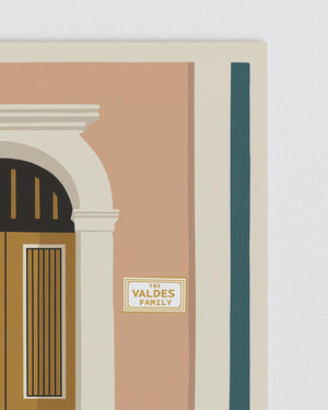 Personalized Old San Juan gold arched door art print, Puerto Rico