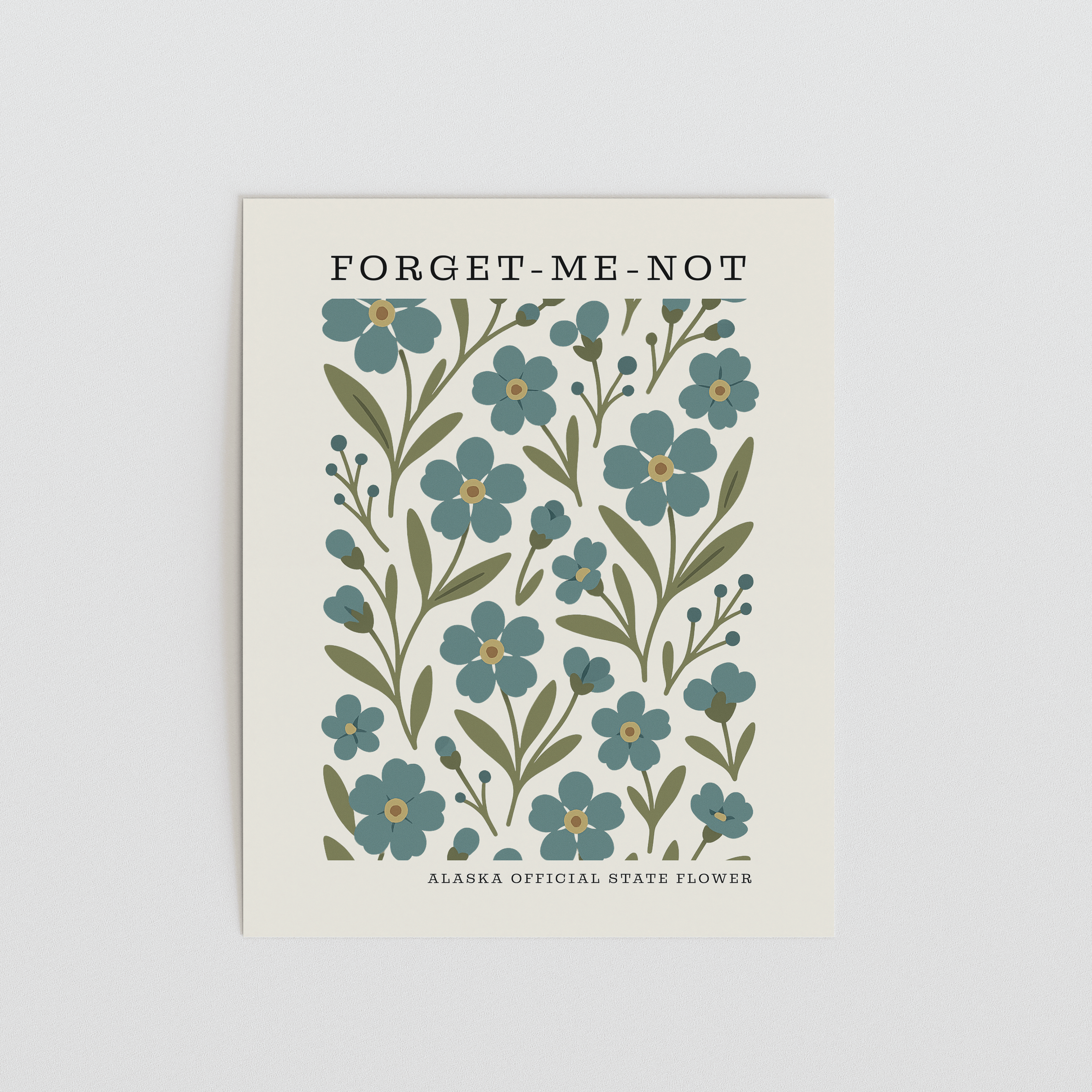 Alaska State Flower Art Print – Forget-Me-Not