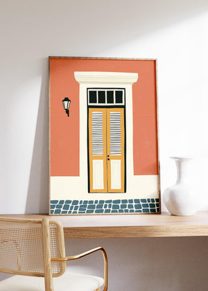 Old San Juan yellow door art print, Puerto Rico