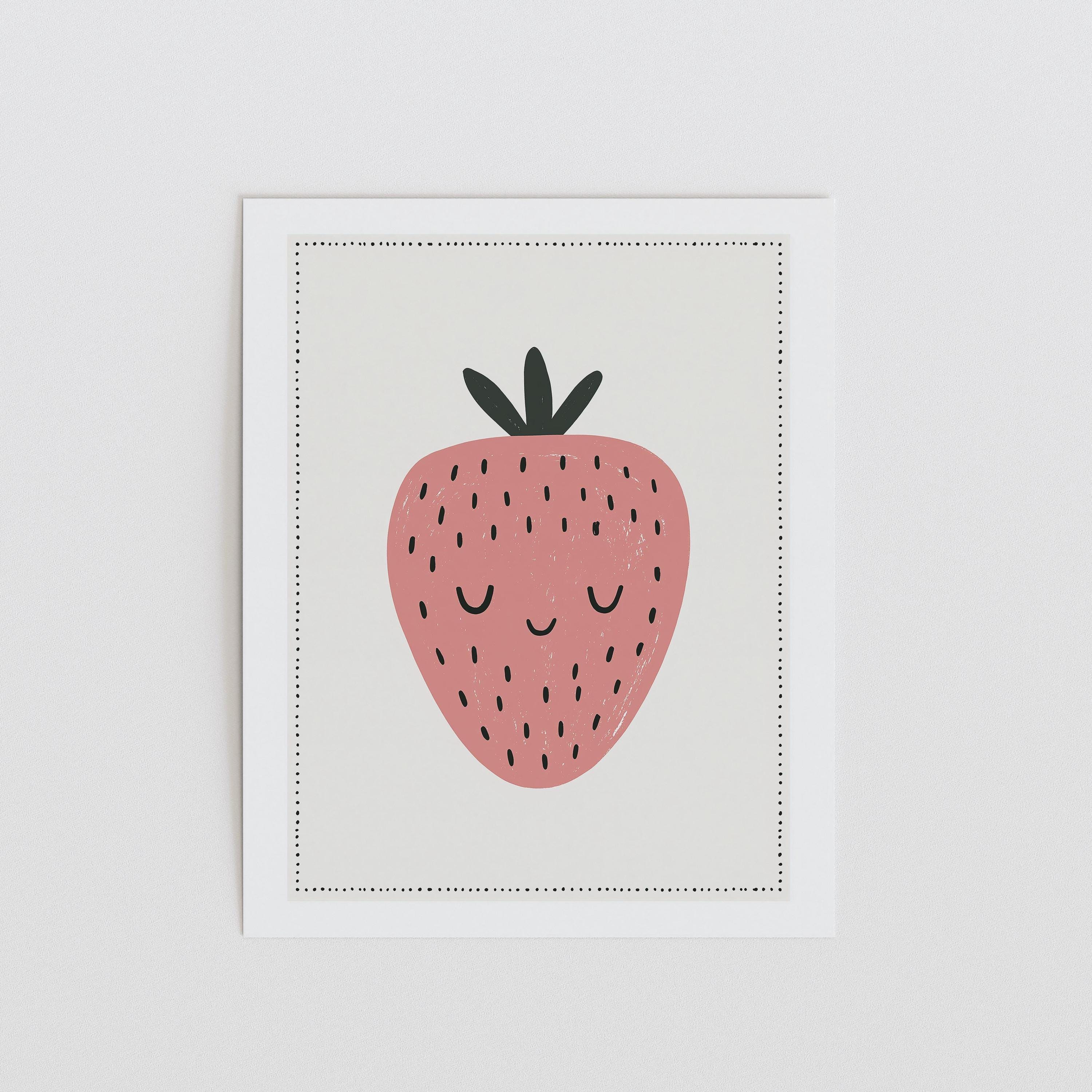 Coral Strawberry Nursery Print