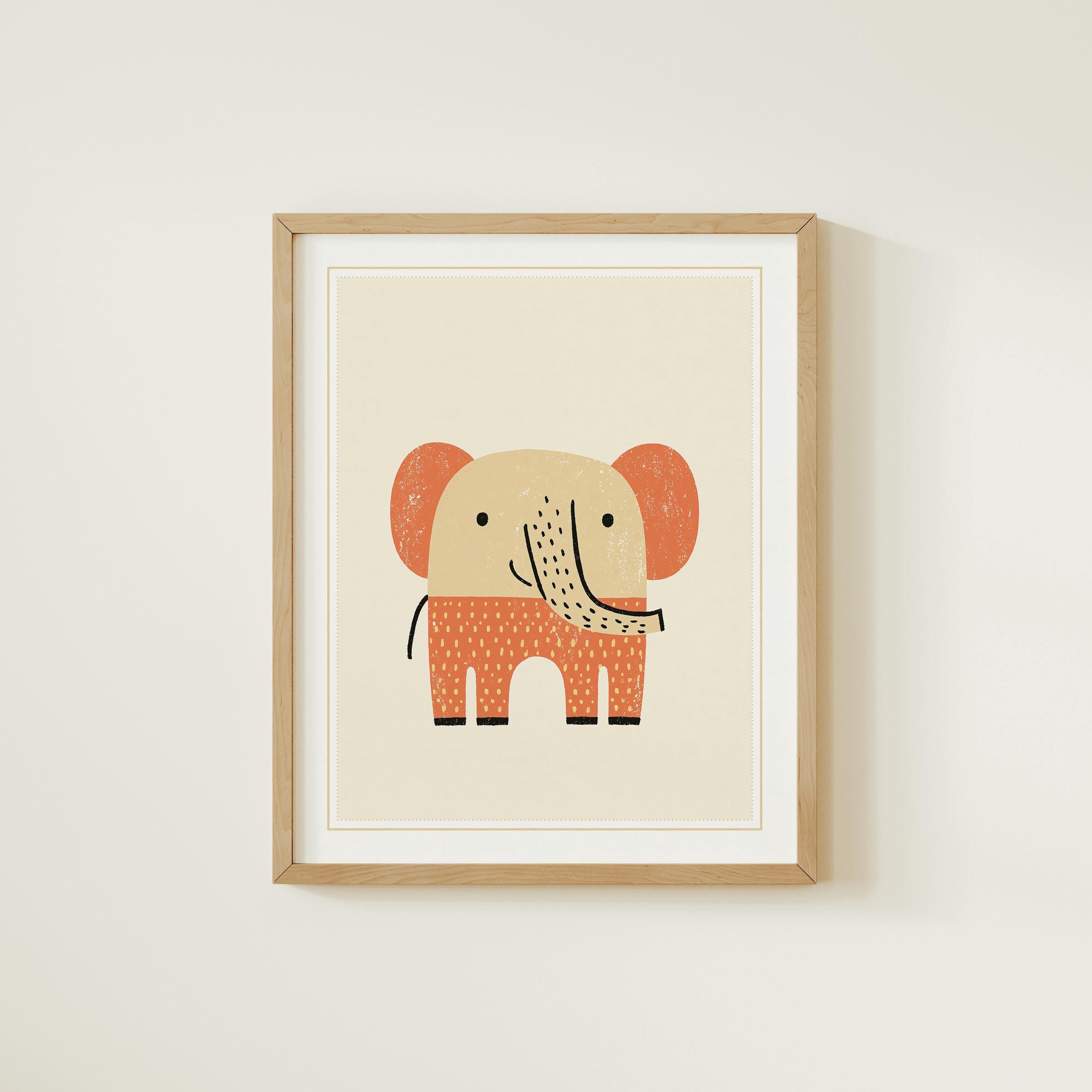 Terracotta Elephant Nursery Print