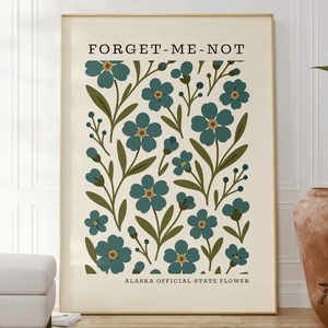 Alaska State Flower Art Print – Forget - Me - Not - The FlatFile Society