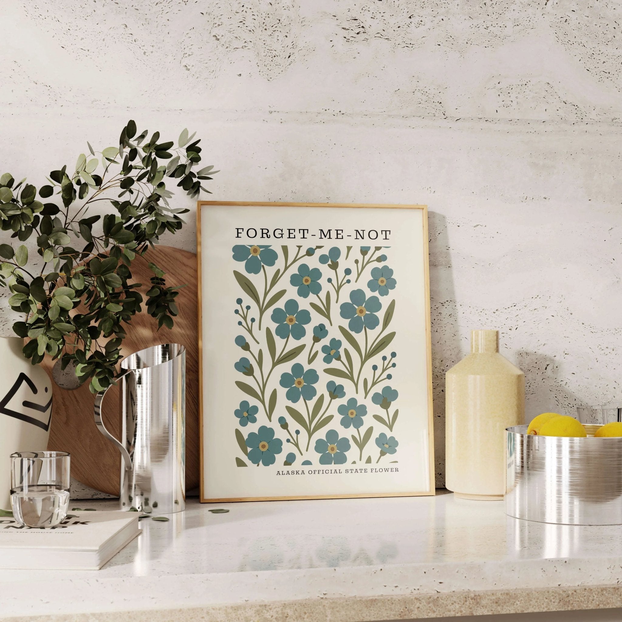 Alaska State Flower Art Print – Forget - Me - Not - The FlatFile Society