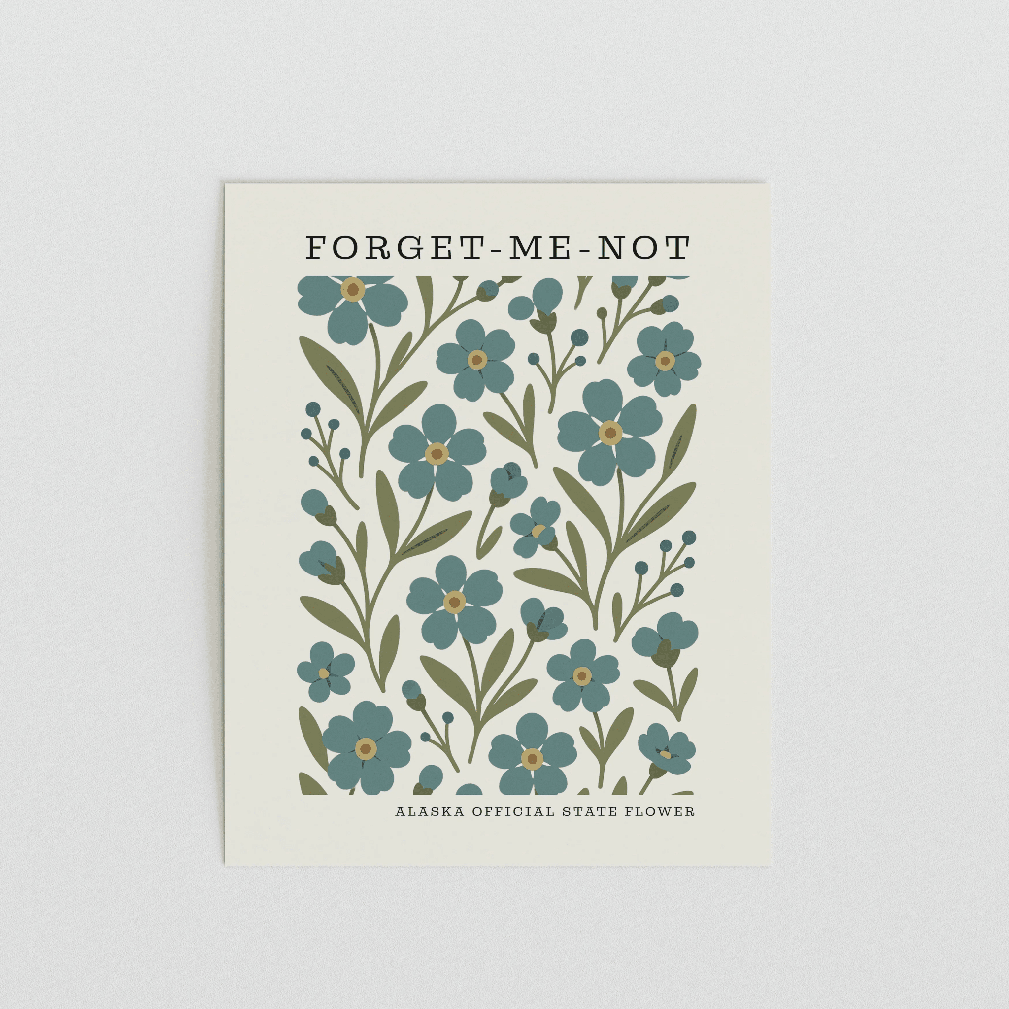 Alaska State Flower Art Print – Forget - Me - Not - The FlatFile Society