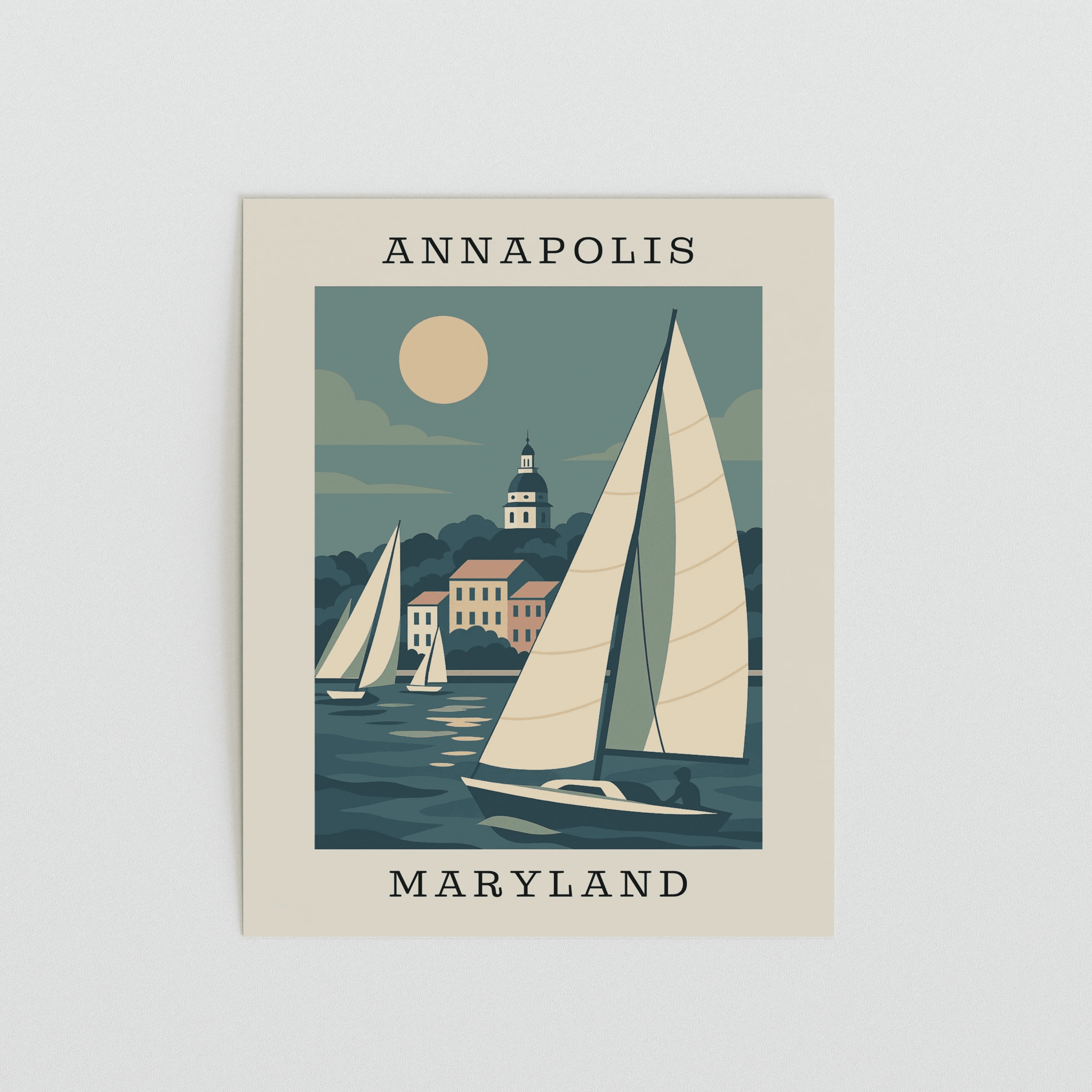 Annapolis Sailboats Art Print – Maryland Coastal Series - The FlatFile Society