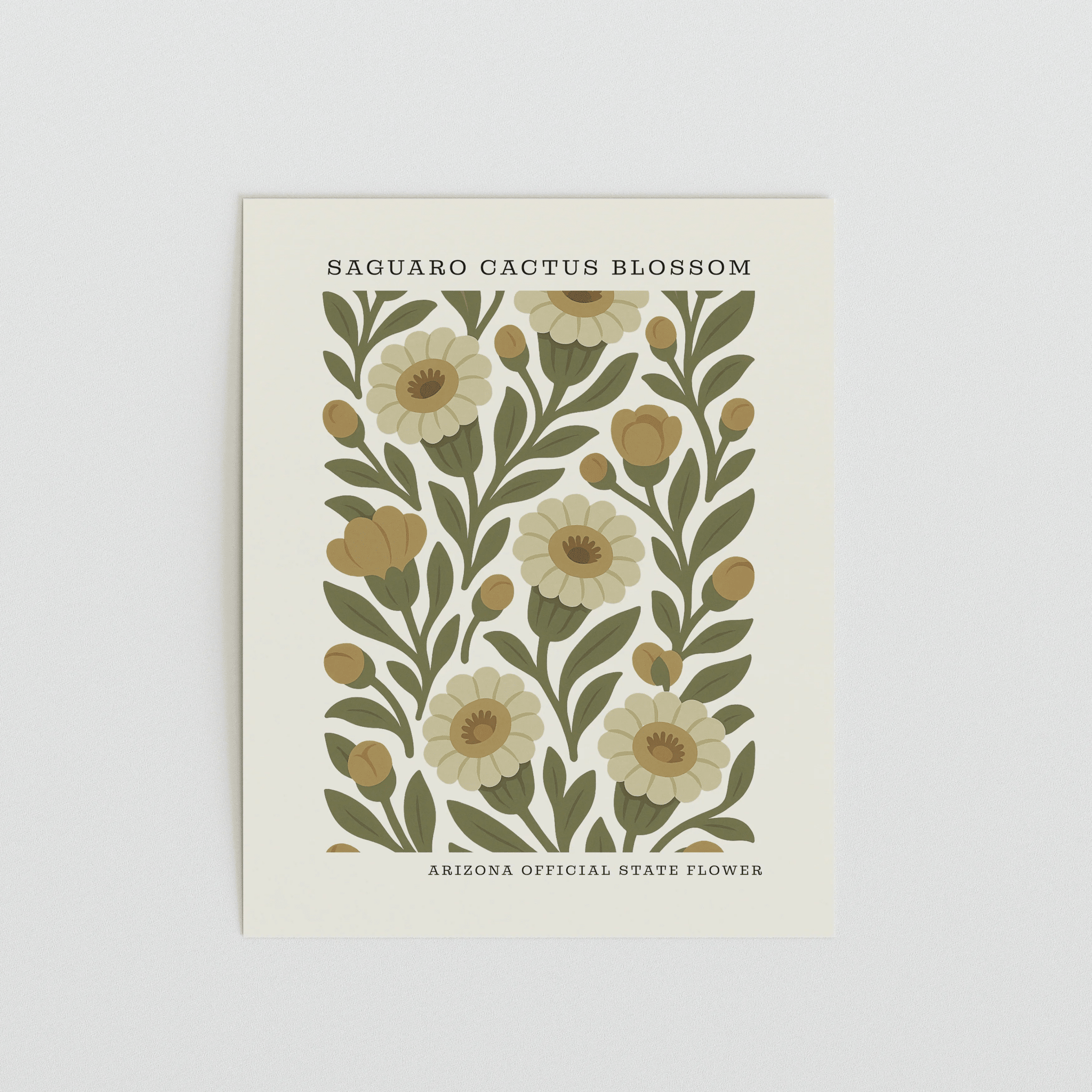 Arizona State Flower Art Print – Saguaro Cactus Blossom - The FlatFile Society