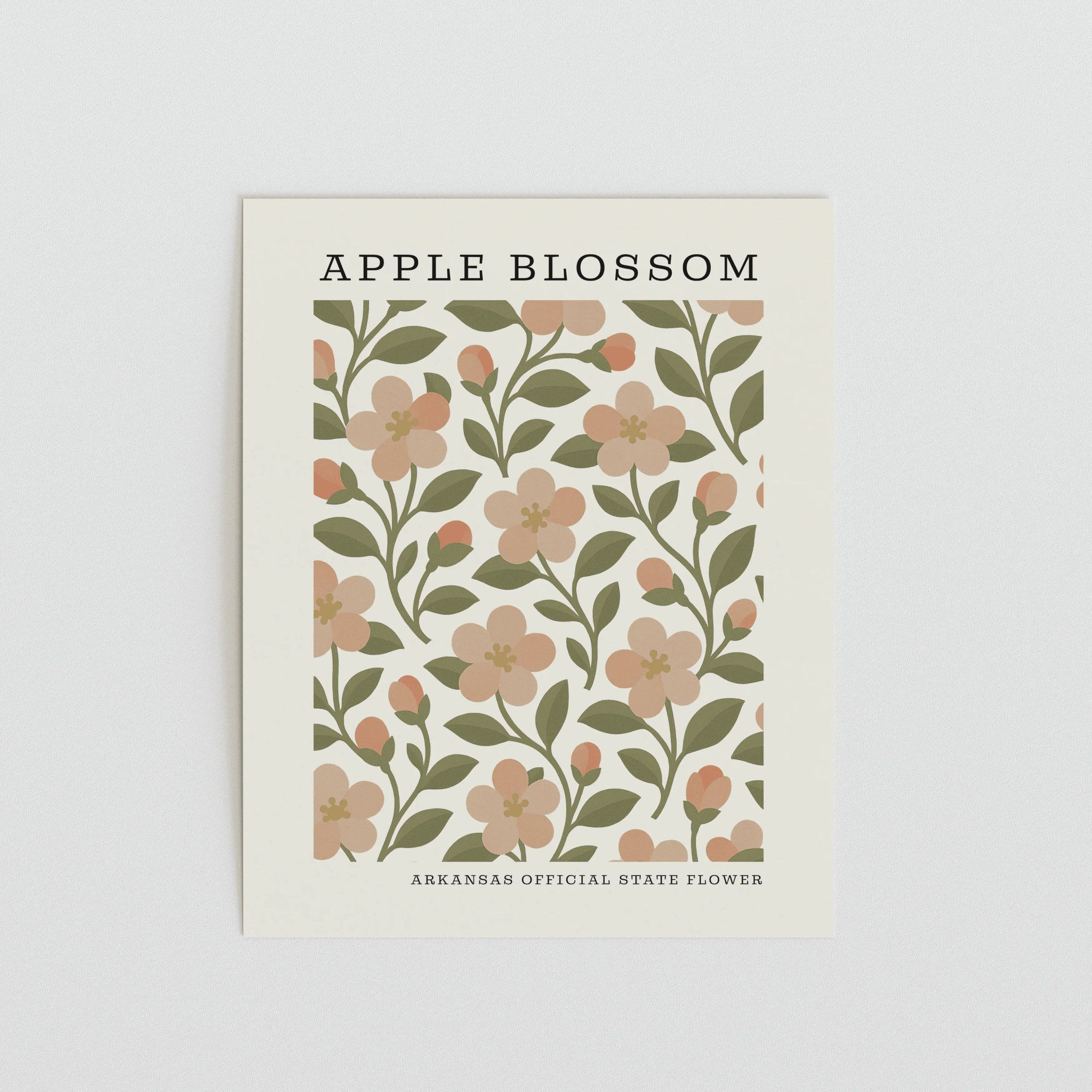 Arkansas State Flower Art Print – Apple Blossom - The FlatFile Society