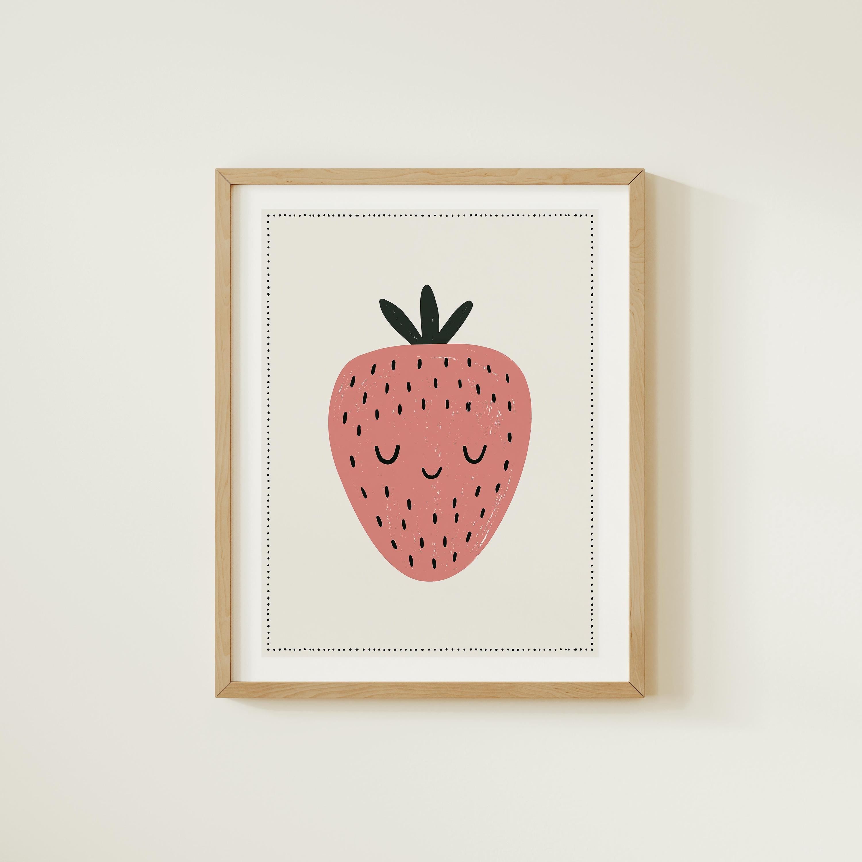 Coral Strawberry Nursery Print