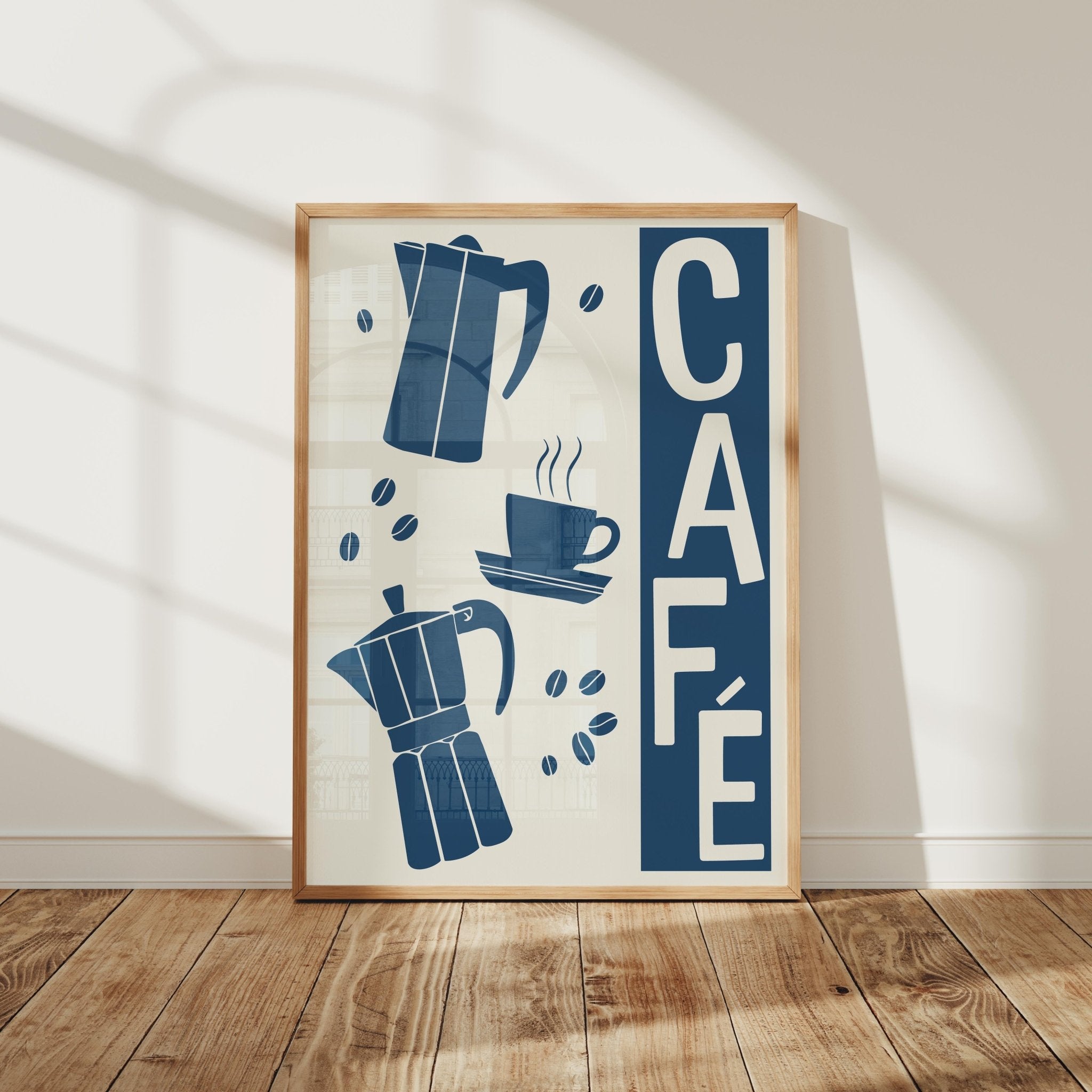 Cafe Coffee Art Print, Stovetop Espresso Maker Kitchen Decor - The FlatFile Society