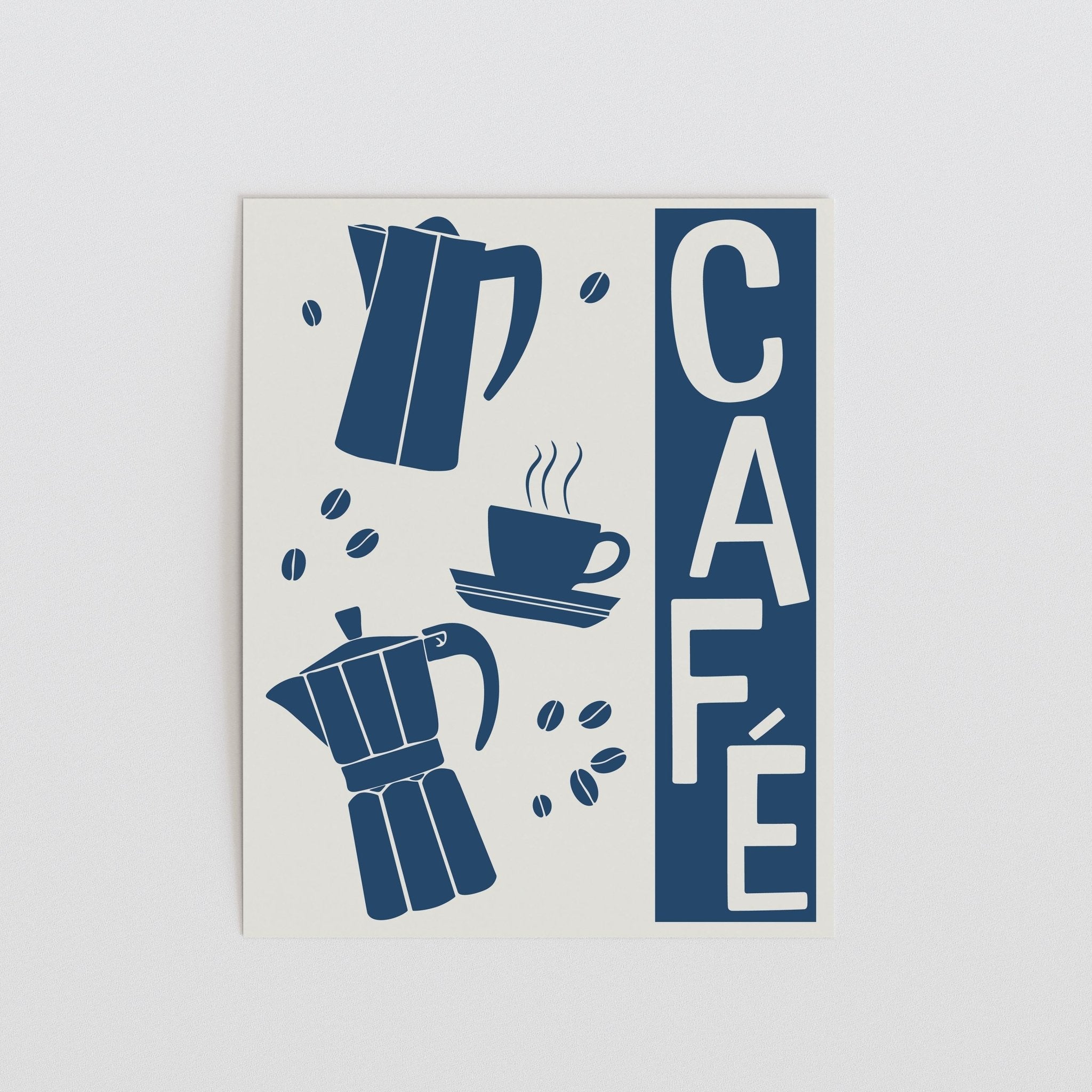 Cafe Coffee Art Print, Stovetop Espresso Maker Kitchen Decor - The FlatFile Society