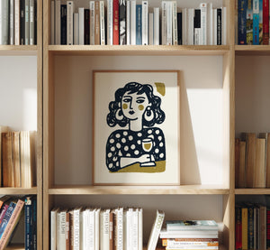 Champagne and Charm, Polka Dot Woman Art Print - The FlatFile Society