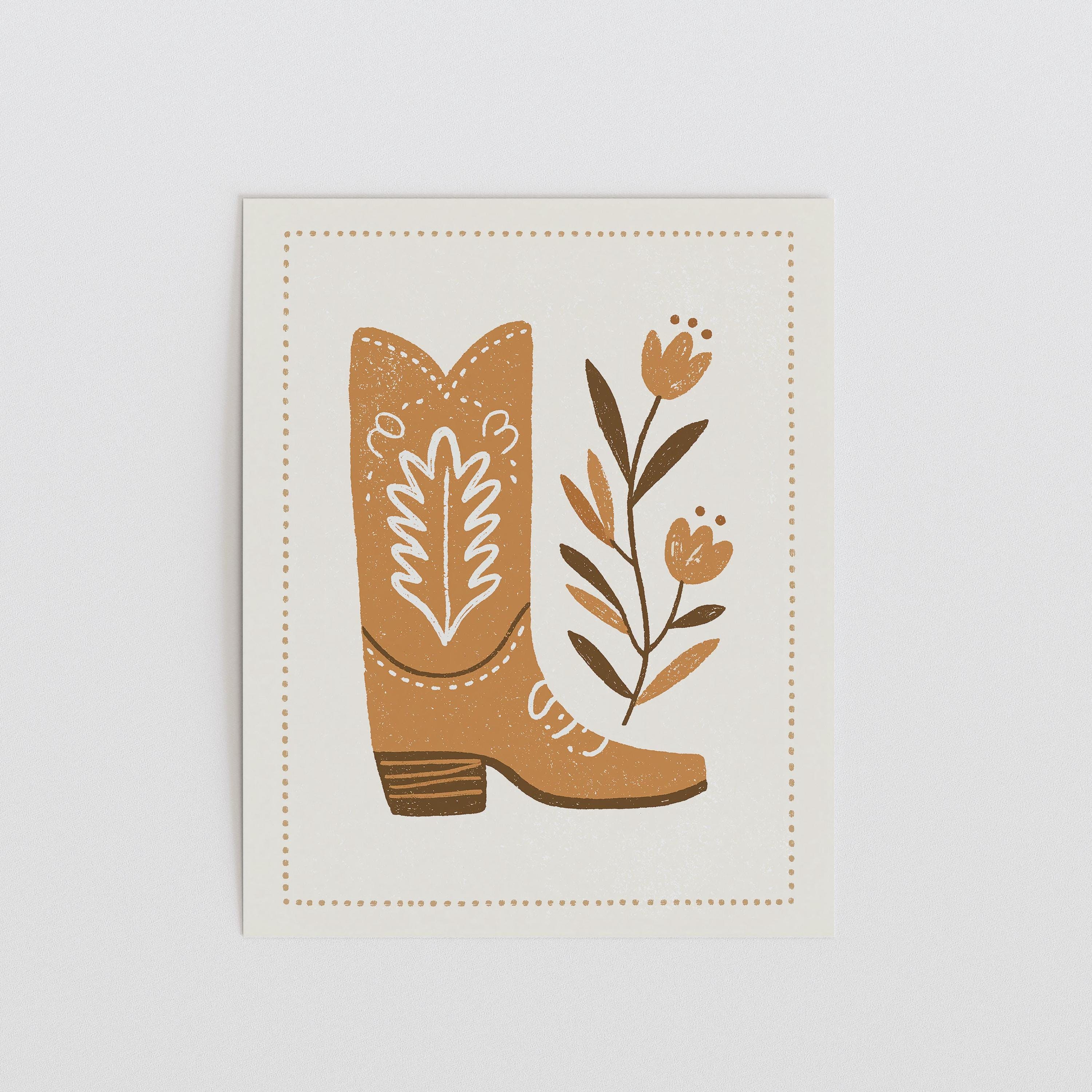 Cowboy Boot with Wildflowers Nursery Print