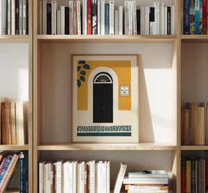 Personalized Old San Juan mustard sunburst door art print, Puerto Rico