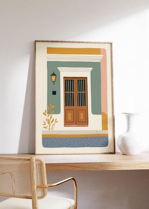 Old San Juan colonial door art print, Puerto Rico