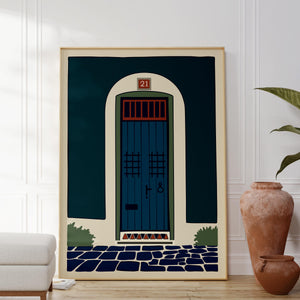 Old San Juan blue door art print, Puerto Rico