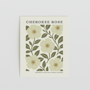 Georgia State Flower Art Print – Cherokee Rose - The FlatFile Society