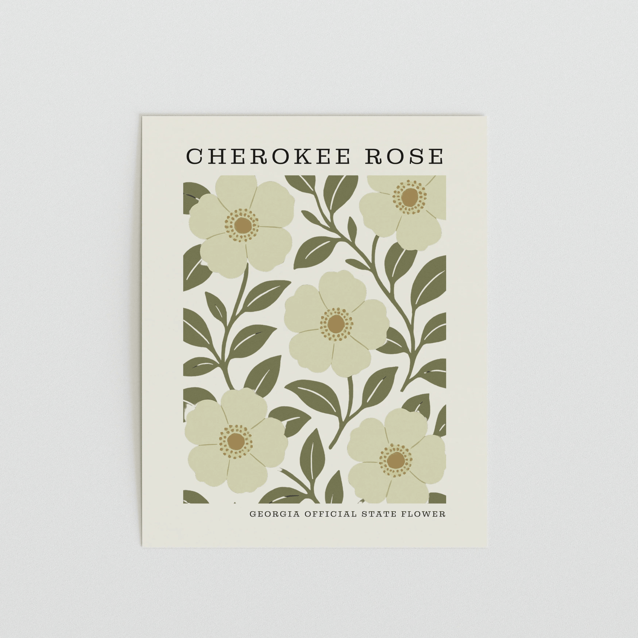 Georgia State Flower Art Print – Cherokee Rose - The FlatFile Society
