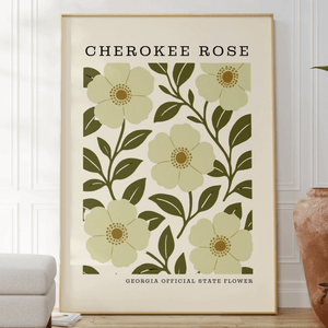 Georgia State Flower Art Print – Cherokee Rose - The FlatFile Society