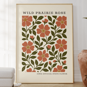 Iowa State Flower Art Print – Wild Prairie Rose - The FlatFile Society