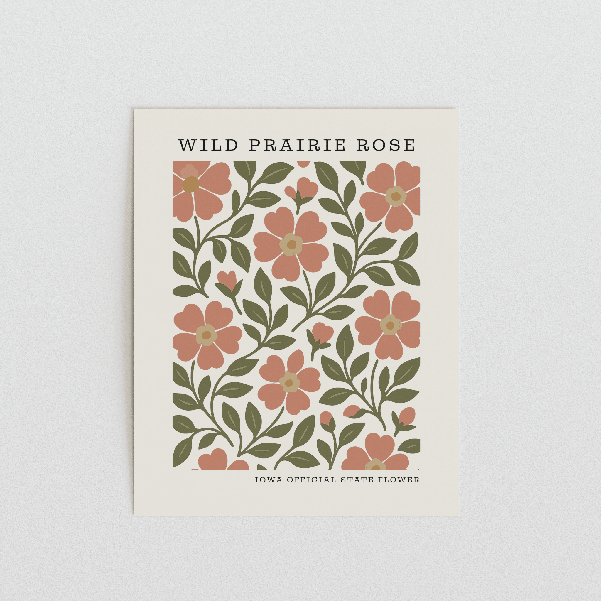 Iowa State Flower Art Print – Wild Prairie Rose - The FlatFile Society