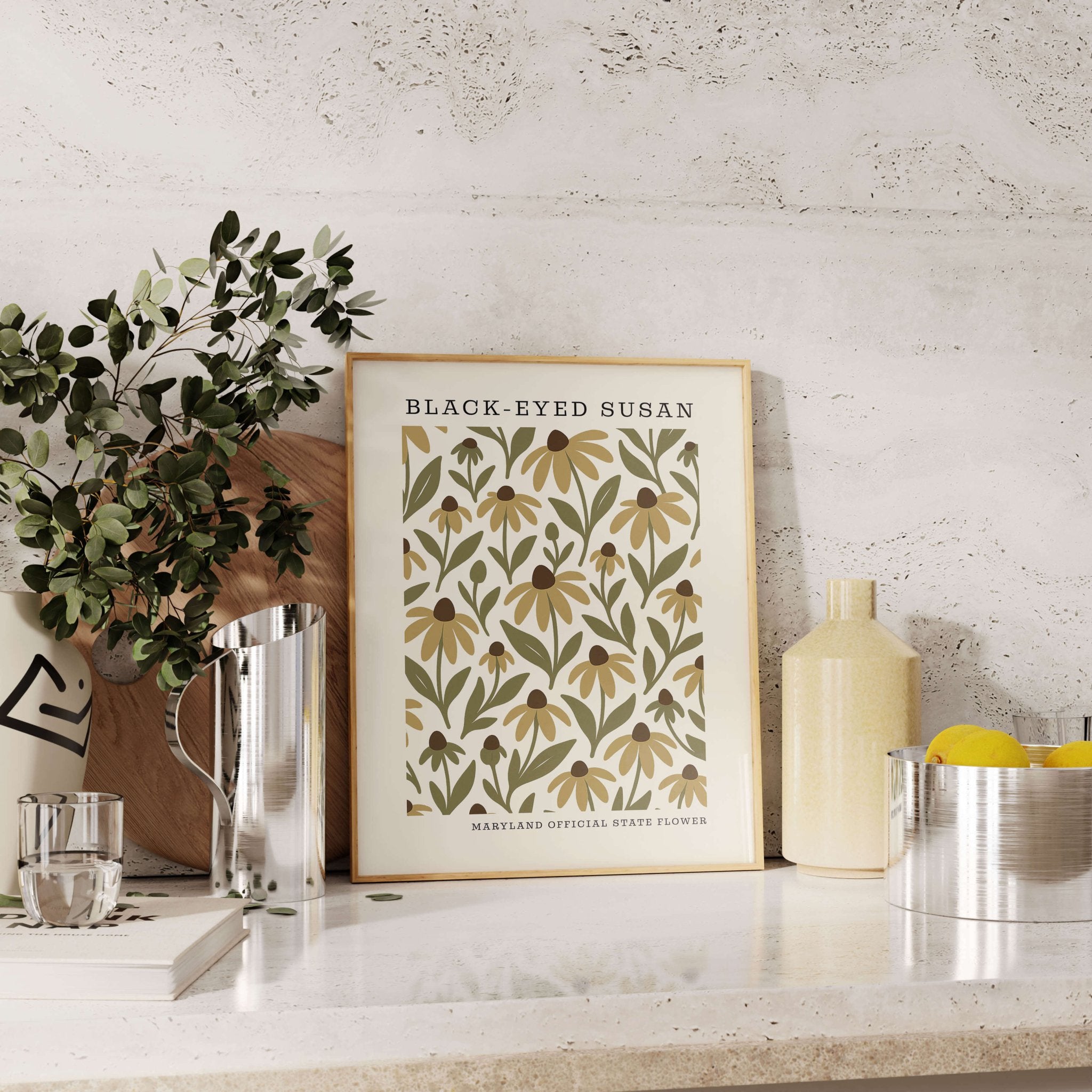 Maryland State Flower Art Print – Black - Eyed Susan - The FlatFile Society