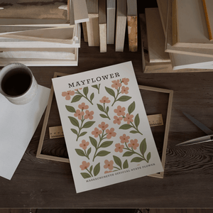 Massachusetts State Flower Art Print – Mayflower - The FlatFile Society