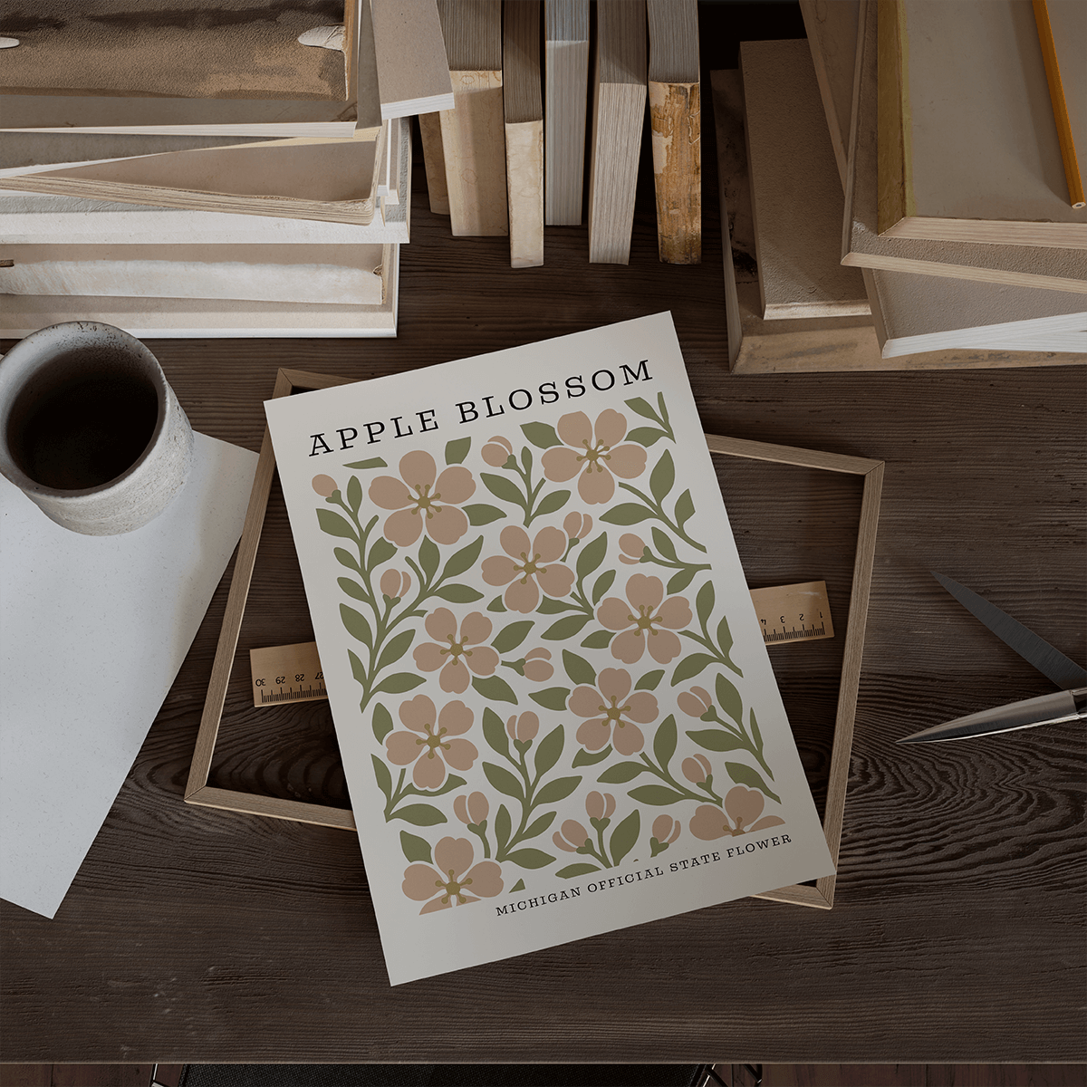 Michigan State Flower Art Print – Apple Blossom - The FlatFile Society