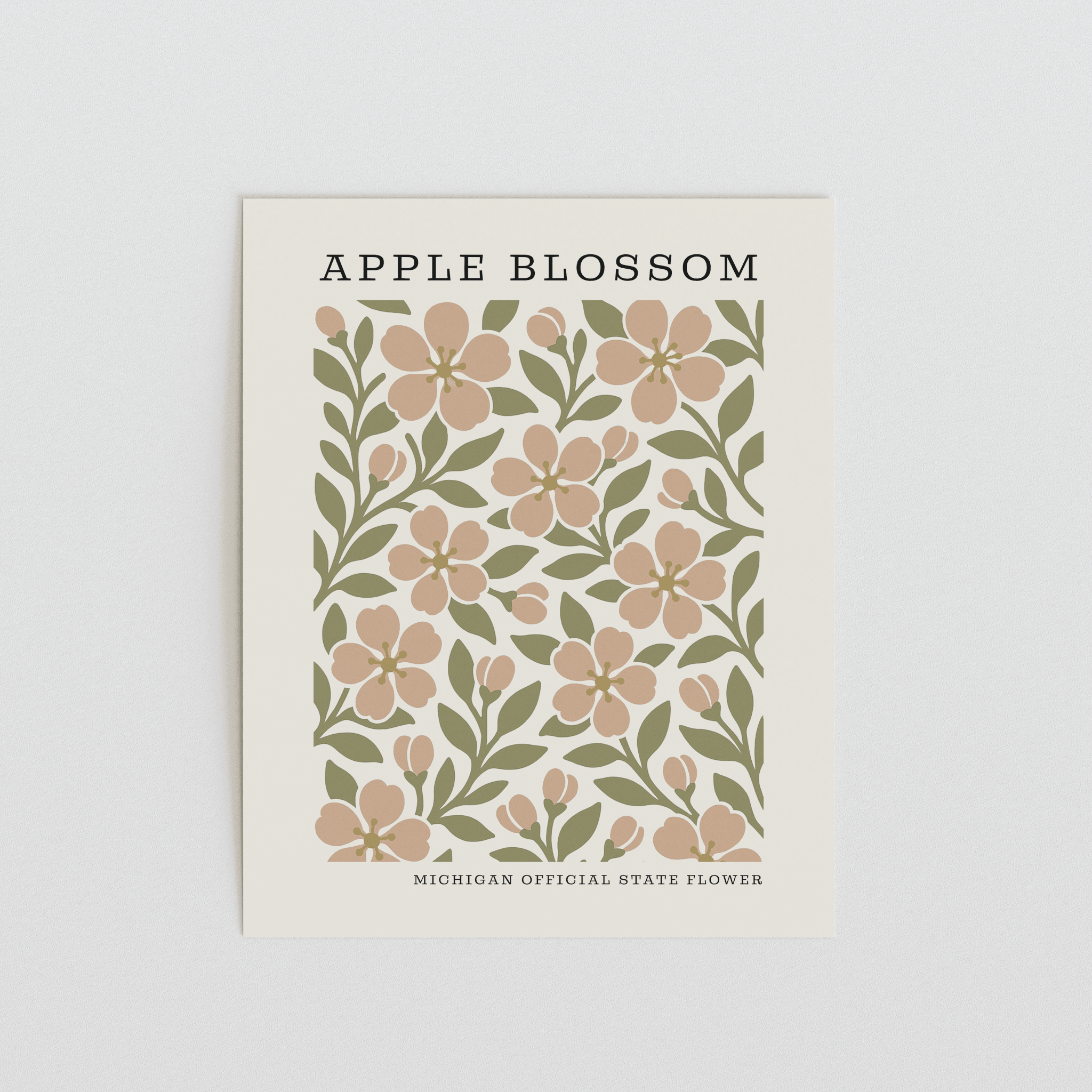 Michigan State Flower Art Print – Apple Blossom - The FlatFile Society