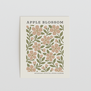 Michigan State Flower Art Print – Apple Blossom - The FlatFile Society