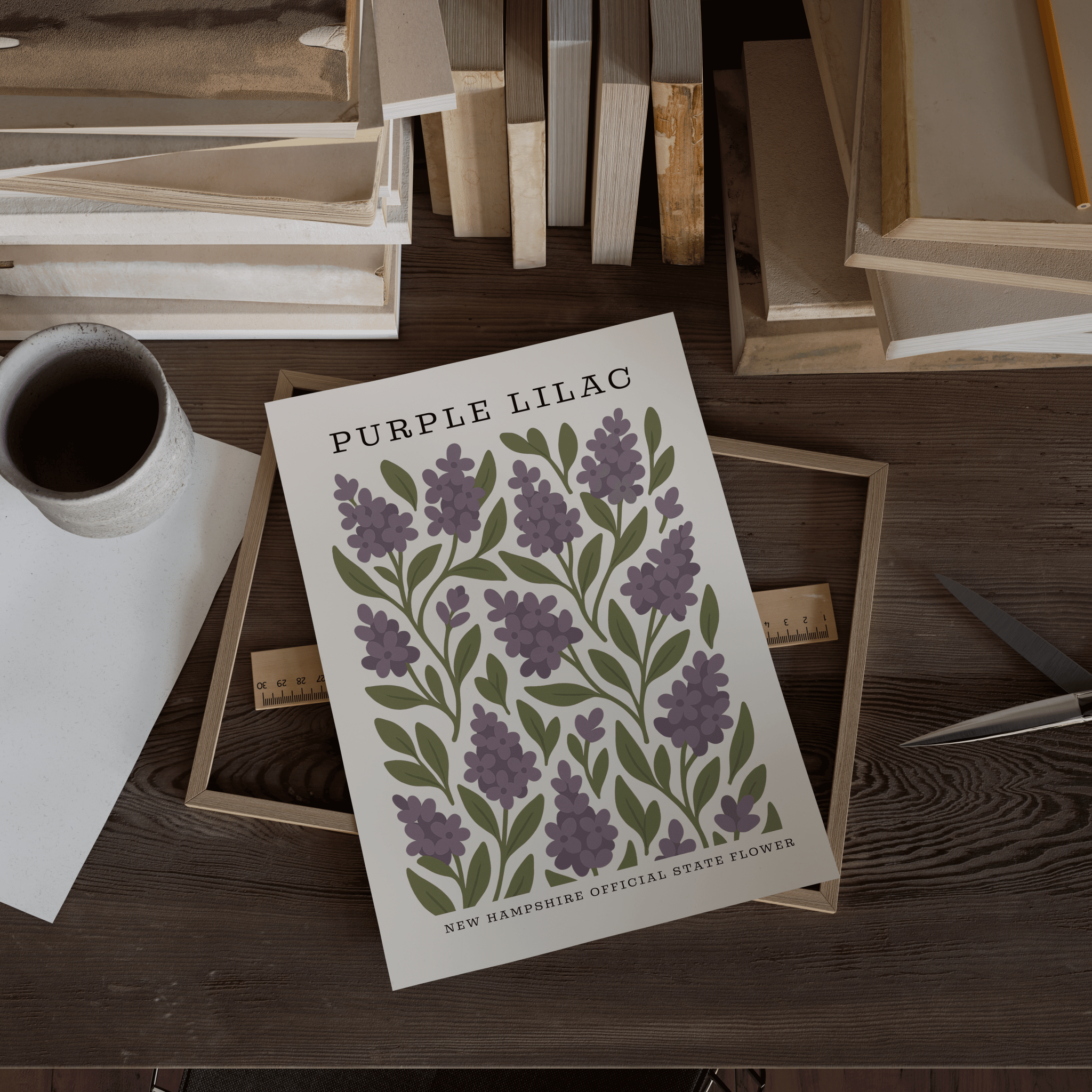 New Hampshire State Flower Art Print – Purple Lilac - The FlatFile Society