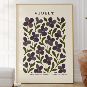 New Jersey State Flower Art Print – Violet - The FlatFile Society