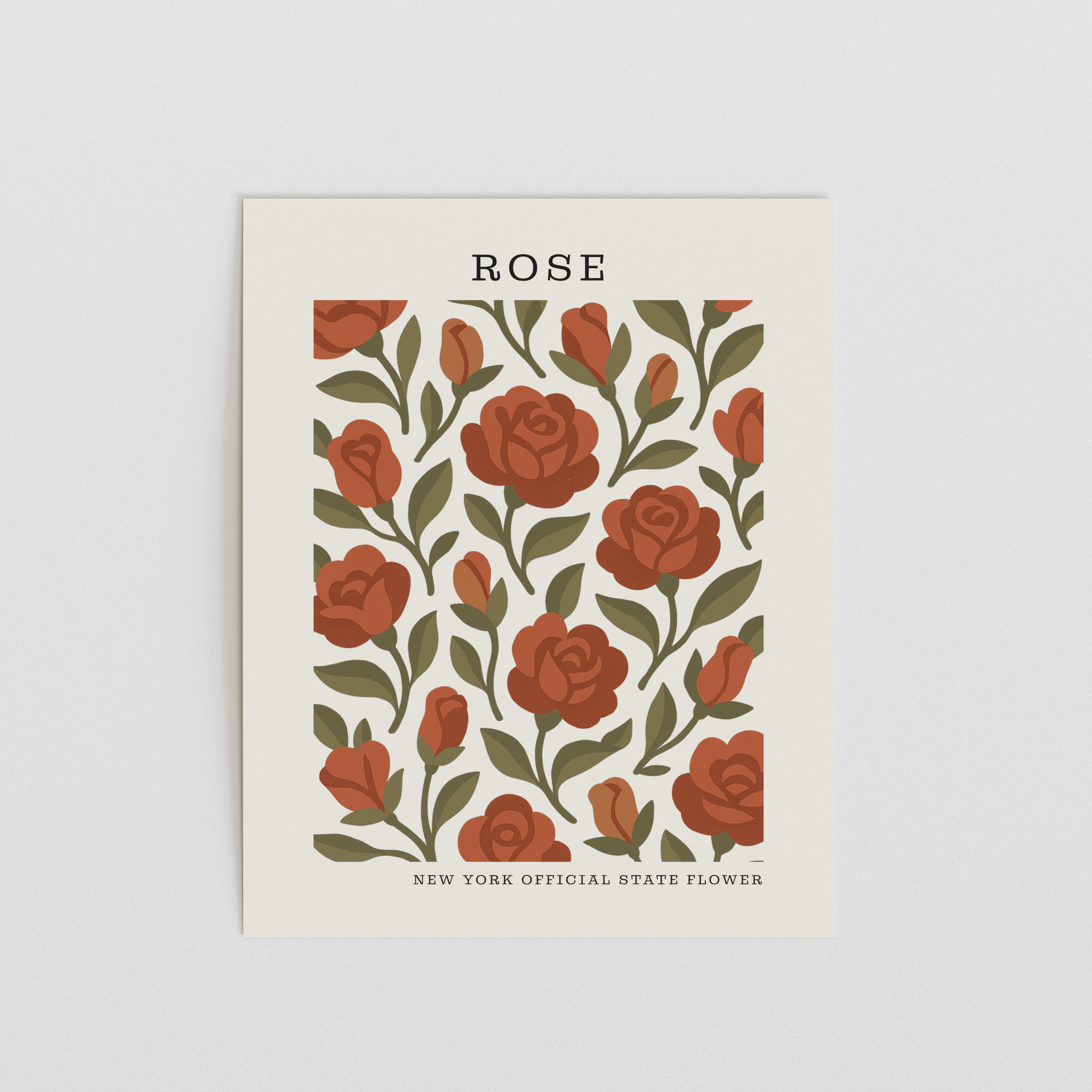 New York State Flower Art Print – Rose - The FlatFile Society