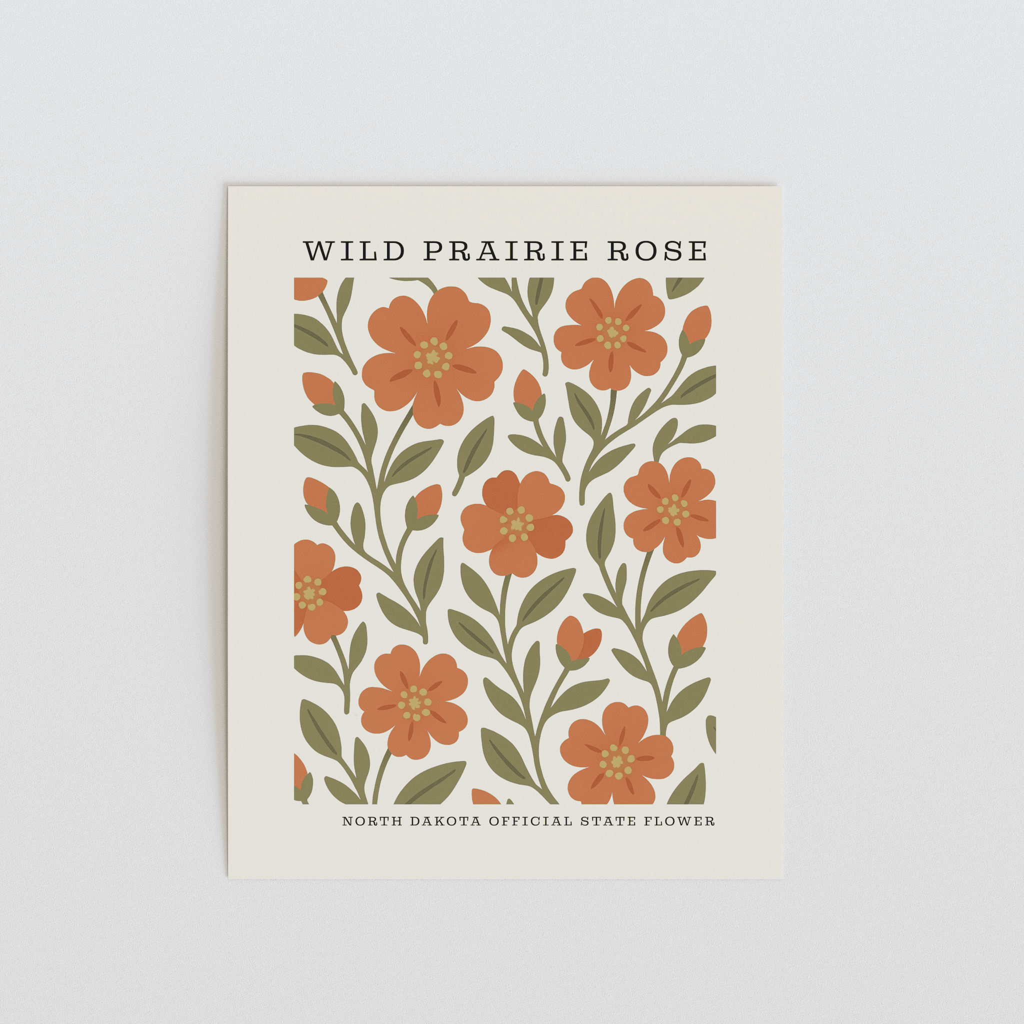 North Dakota State Flower Art Print – Wild Prairie Rose - The FlatFile Society