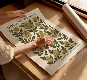 Oregon State Flower Art Print – Oregon Grape - The FlatFile Society