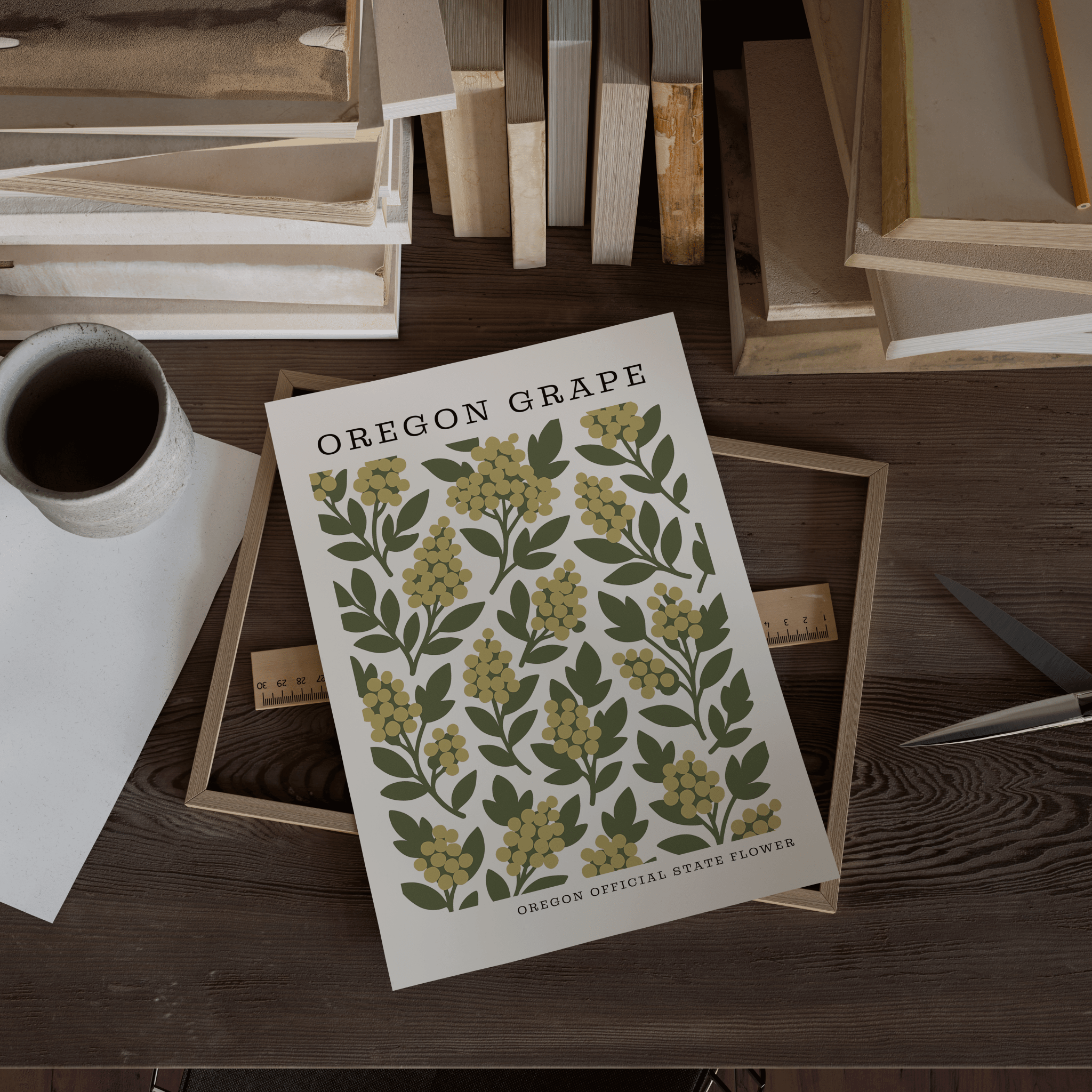 Oregon State Flower Art Print – Oregon Grape - The FlatFile Society