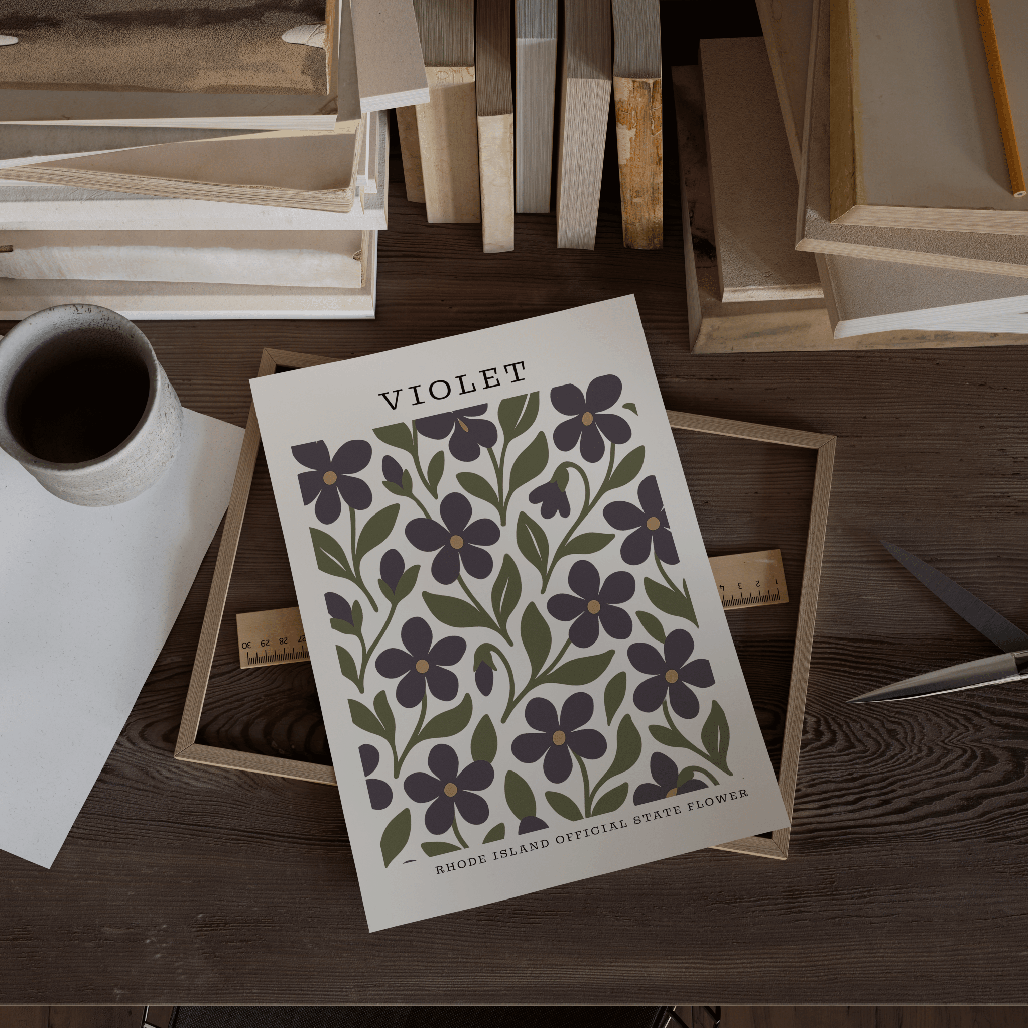Rhode Island State Flower Art Print – Violet - The FlatFile Society