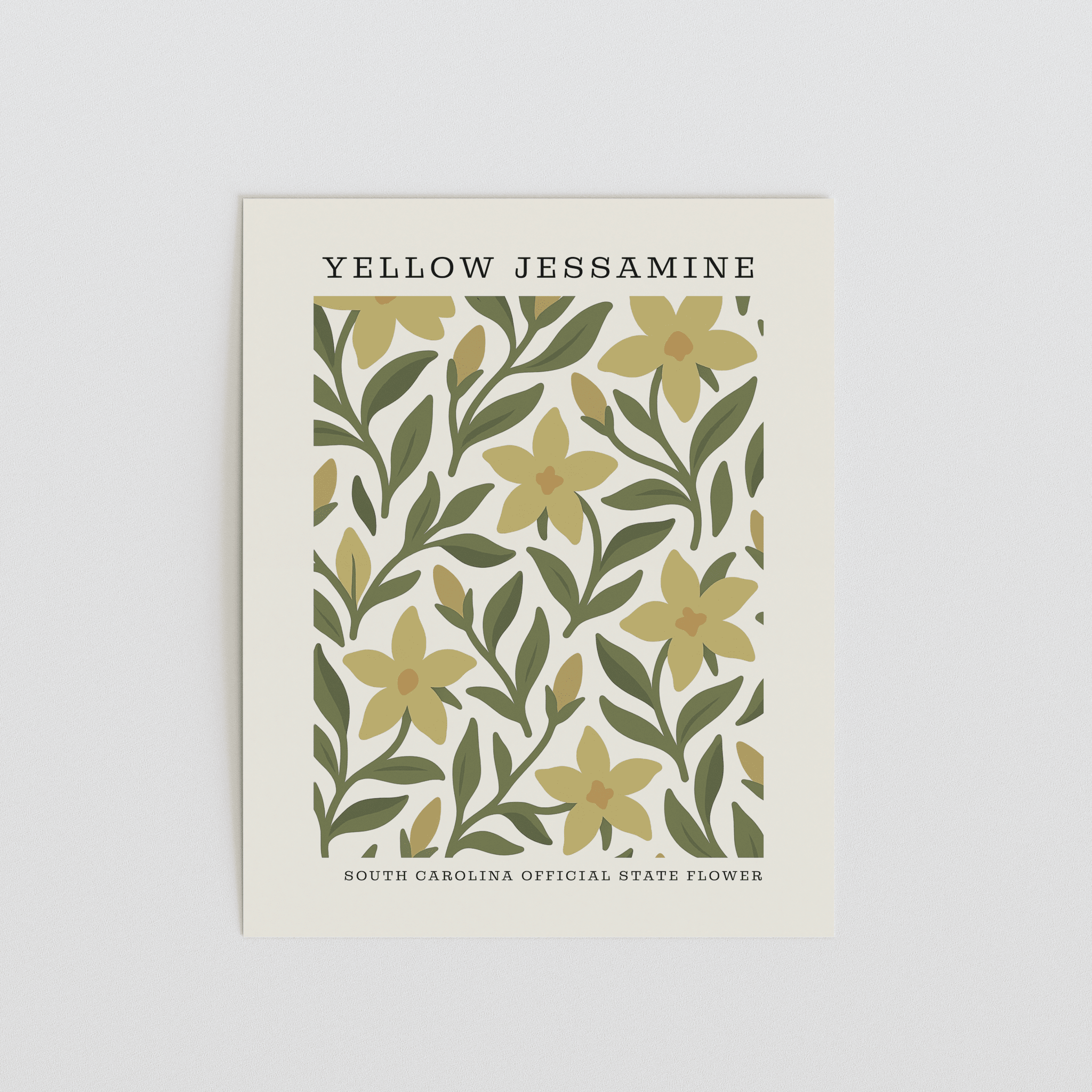South Carolina State Flower Art Print – Yellow Jessamine - The FlatFile Society