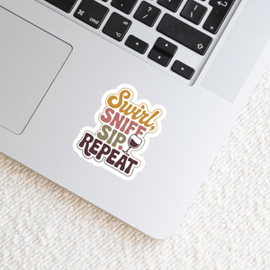 Swirl, Sniff, Sip, Repeat Sticker - The FlatFile Society