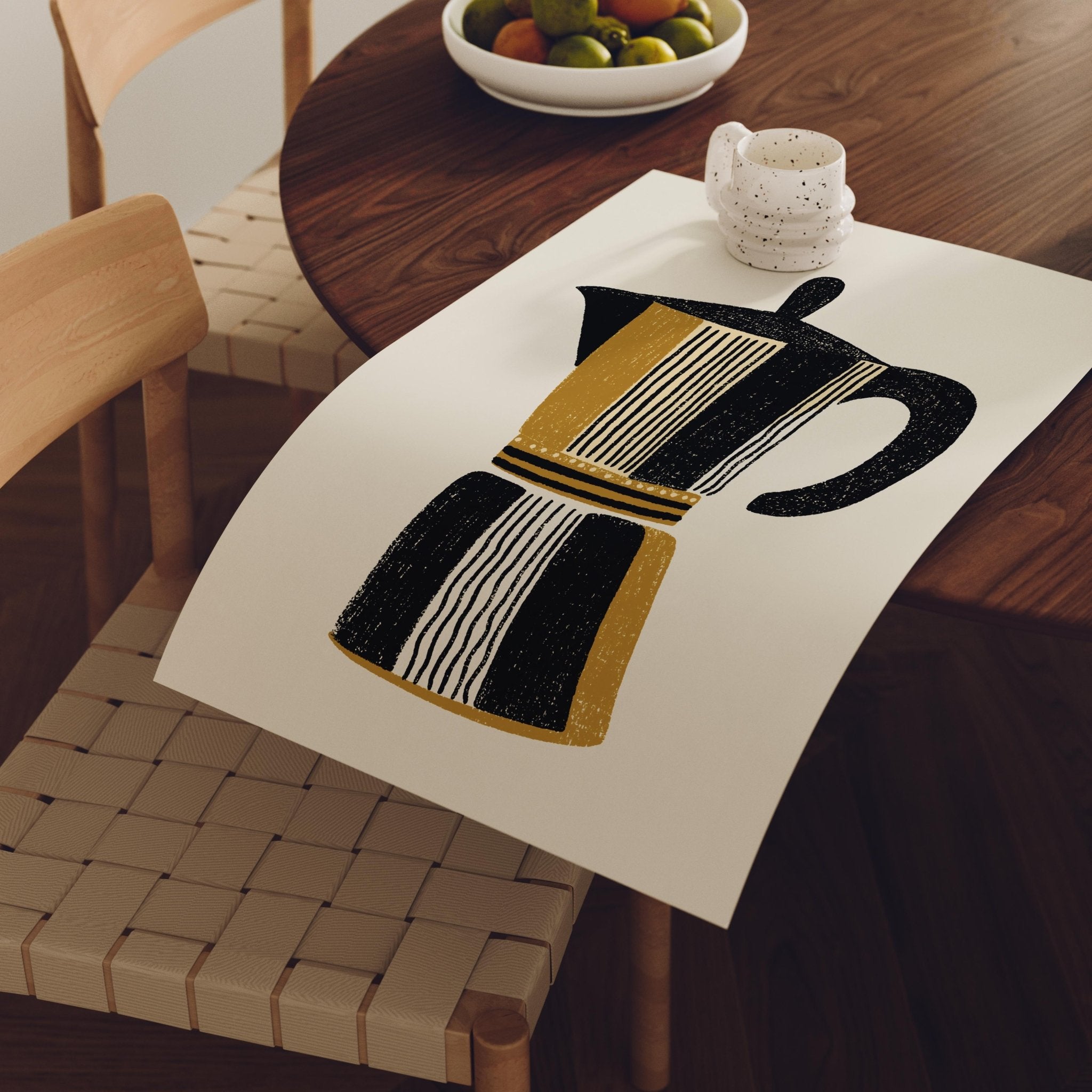 Textured Stovetop Espresso Maker Print, Retro Coffee Wall Art - The FlatFile Society