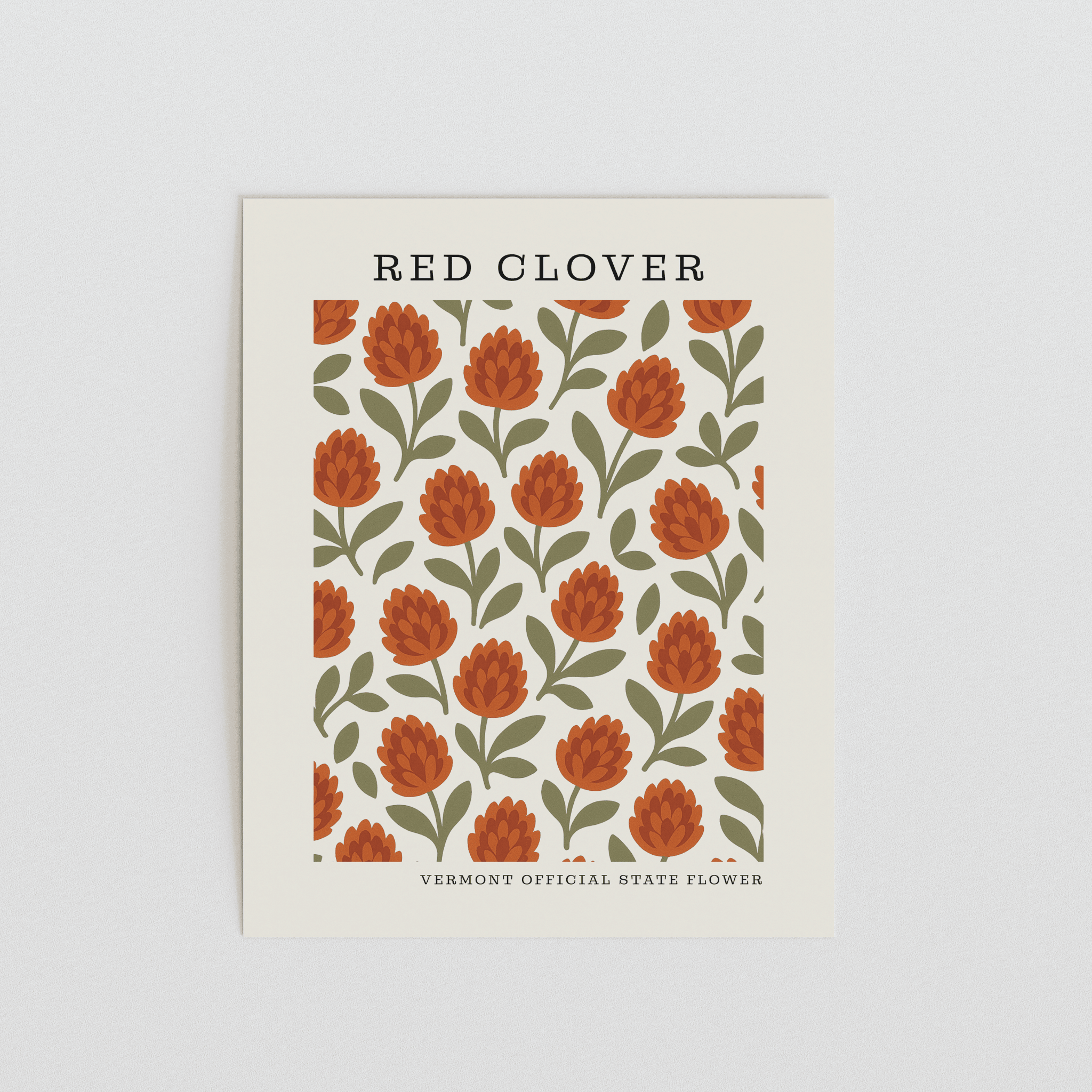 Vermont State Flower Art Print – Red Clover - The FlatFile Society